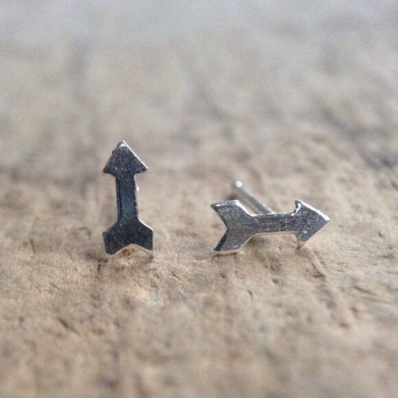 Sterling Silver Arrows Stud Earrings - Picture 2 of 5